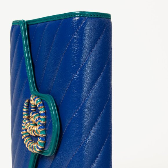 Gucci Torchon GG Marmont Imperial Blue & Pavone Matelasse Shoulder Bag - Picture 5 of 12